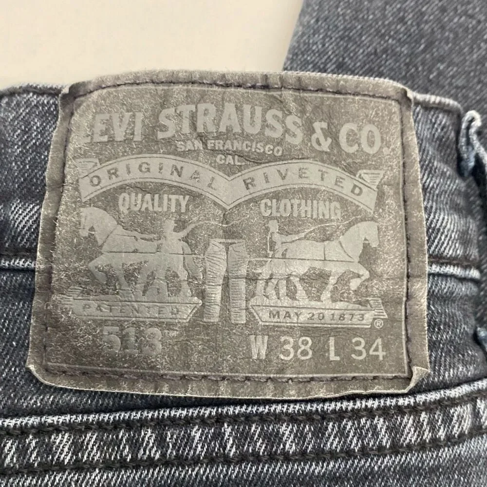 Levi's Men's Regular Fit Straight Leg‎ Stretch 513 Jeans Dark Blue Size 38/34